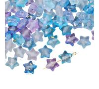 Ldabrye Acrylic Five Point Star Bead with Gold Gradient Color Decorative Charm for Crafting Jewelry Accessories Colorful Star Shaped Bead for Phone Accessories
