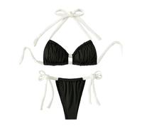Ldabrye Adjustable Swimsuit Set Comfortable Women ' s Beachwear Side Tied Triangle Thong with Bra for Beach Pool Activity Comfortable Swimwear