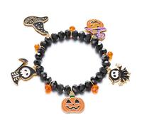 Ldabrye Bat Pumpkin Theme Alloy Chain Halloween Wristband Holiday Hand Jewelry for Women and Teens Comfortable Wristband