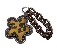 Ldabrye Braided Rope Keychain Leopards Print Flower Cream Bag Pendant Charm Fashion Accessories for Handbag, Backpack Decors Pendant Charm