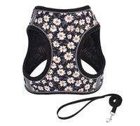 Ldabrye Cartoon Large Dog Harness for Small Dogs Without Pull Adjustable and Breathable Puppy Floral Vest Leash for Walking