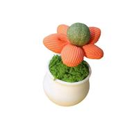 Ldabrye Catnips Ball Potted Plant Toy Flower Pots Shape Cats Chewing and Playing Entertainment Teaser for Fun Flower Pots