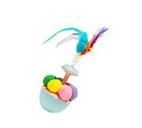 Ldabrye Cats Teaser Toy with Colorful Feathered Auto Righting Base Wobble for Active Kitten Indoor Simulation Feathered Cats Toy