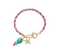 Ldabrye Ceramic Fish Charm Pendant with Braided Colorful Thread Star Accent Casual Wrist Chain Accessory Trendy Beaded Accessory
