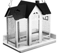 Ldabrye Chew Proof Metal Bird Feeder 4Lbs Capacity Weatherproof Roof Squirrel Hanging for Garden Backyard Heavy Duty Metal Bird Feeder