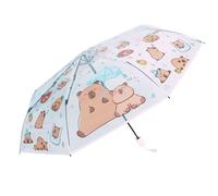 Ldabrye Clear Auto Windproof Travel Umbrella Automatic Open Close Capybaras Print Folding for Rain Dome See Through