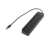 Ldabrye Compact 1 to 7 Port USB3.0 Hub USB Port Expander with on Off Individual Switchs Converter with LED Light USB Hub with Power