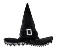 Ldabrye Cosplay Witch Hat Halloween Carnivals Photography Adult Witch Hat with Lace Trim Parties Cosplay Hat for Teen Adult