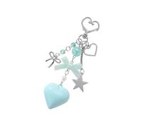 Ldabrye Creative Heart Bows Star Keychain for Stylish Bag Charm in Colorful Resin Alloy Pendant Keyring Couple Keychain