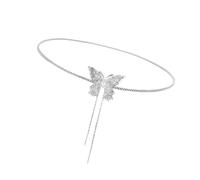 Ldabrye Delicate Sturdy Alloy Rose Chain Necklace Versatile Fashion Jewelry Accessory for Trendy Women Daily Use Casual Wear Butterfly Tassels Necklace