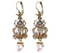 Ldabrye Earrings for Women and Girls,Freshwater Pearl Beetle Pendant Dangle Earrings Abalone for Shell Earrings for W Earrings Jewelry for Women Girls