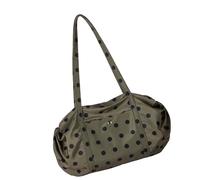 Ldabrye Everyday Casual Nylon Shoulder Bag Large Storage Lightweight Ergonomic Design Trendy Black White Dots Perfect for Work Daily Use Cute Dot Handbag