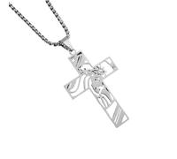 Ldabrye Fashionable Catholic Crucifix with Necklace Adjustable Length Unisex Collar Chain Accessories Faith Symbol Jewelry Symbol Necklace