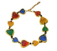 Ldabrye Fashionable Large Heart Shaped Chain Necklace Glittering Gold Tone Neckchain with Sparkling Rhinestones Her Exaggerated Metal Gold Heart Necklace