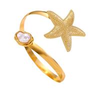 Ldabrye Fashionable Sea Star Pearls Cuff Comfortable Fit Design Upper Arm Wristband Alloy Jewelry Piece Present Sea Star Pearls Bangle