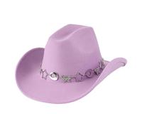 Ldabrye Fashionable Star Butterfly Chain Fedoras Cap for Women Men Western Hat Fashion Accessory for Music Festival Theme Party Vintage Distressed Butterfly Roll Cap for Adult