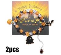 Ldabrye Halloween Stretch Set with Pumpkin Specter Bead Pendants for Women Party Jewelry Gift Elastic Charm Accessories Halloween