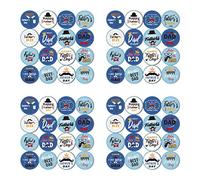 Ldabrye Happy Father's Day Stickers 64pcs/4 Sheets Hat Beard Letters Art Decal For Greeting Card Dessert Cupcake Decoration