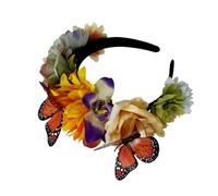 Ldabrye Headband Butterfly Flower Headband for Day of The Dead Ethnic Mexico Hairband Cosplay Costume Headpiece for Adult Festival Props Hairband Hair Accessories for Women Girls
