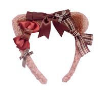Ldabrye Headband Lolita Plush Hair Hoop Animal Bear Ears Headwear for Cat Ears Headband Cute Bowknots Headpiece Handmade Anime Fancy Dres Hairband Hair Accessories for Women Girls