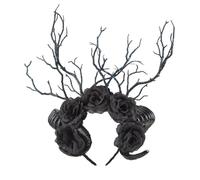 Ldabrye Headband Punk Headband Branch Horns for Girls Birthday Theme Parties Photo Props Antlers Headband Black Horn Hair Hoop Hairband Hair Accessories for Women Girls