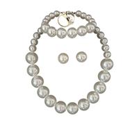 Ldabrye Imitation Pearls Necklace Earrings Set 5Pcs Complete Jewelry Collection for Formal Event Daily Wear Pearls Necklace Earrings Set Necklace Earrings