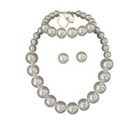 Ldabrye Imitation Pearls Necklace Earrings Set 5Pcs Complete Jewelry Collection for Formal Event Daily Wear Pearls Necklace Earrings Set Necklace Earrings
