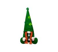 Ldabrye Irish Festival Face Less Dwarf Doll with Green Leaves for Patricks Day Decoration Shamrocks Gnomes for Home Offices Dwarf Statue