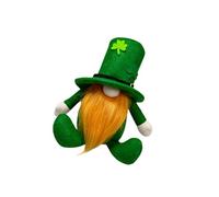 Ldabrye Irish Festival Face Less Dwarf Doll with Green Leaves for Patricks Day Decoration Shamrocks Gnomes for Home Offices Dwarf Statue