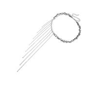 Ldabrye Irregular Bead Necklace with Multiple Tassels Adjustable Collarbone Chain Statement Choker for Fashion Enthusiasts Modern Beaded Necklace