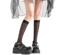 Ldabrye Japanese Style Women JK Girl Thin Silk Over Calf Socks Elegant Cute Heart Pattern Solid Color Student Long Stockings