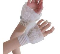 Ldabrye Lace Ruffle Cuff Sleeves For Bride Women Wrist Cuffs Detachable Faux Sleeves Sweater Elastic Cuffs Decorative Handwear Wrist Cuff