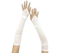 Ldabrye Long Fingerless Tulle Mesh Gloves For Women Elegant Bridal Sheer Arm Sleeves For Operas And Cosplay Theme Party 1920s