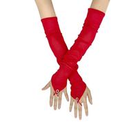 Ldabrye Long Fingerless Tulle Mesh Gloves For Women Elegant Bridal Sheer Arm Sleeves For Operas And Cosplay Theme Party 1920s