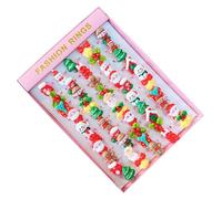 Ldabrye Mixed Christmas Themed Cartoon Kids Rings Assorted Open Rings Resin Children's Jewelry Festive Party Decorations Child Friendly Jewelry