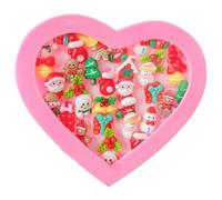 Ldabrye Mixed Christmas Themed Cartoon Kids Rings Assorted Open Rings Resin Children's Jewelry Festive Party Decorations Child Friendly Jewelry