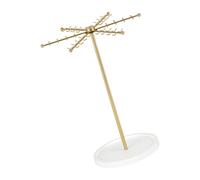 Ldabrye Modern Gold Jewelry Display Stand 48 Hooks 360 Rotating Design Compact Storage Solution for Necklaces Bracelets Easy Assemble Jewelry Holder