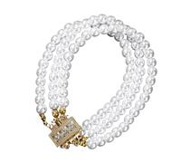 Ldabrye Multi Strands Simulated Pearls Accessory with Secure Elastic Band Crystal Embellished Wrist Chain for Business Event Multi Row Pearls for Business Occasions