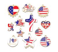 Ldabrye Multifunctional Alloy Jewelry Component Independence Day Design Craft Pendant Americans Flag Star Charm Alloy Patriotic Necklace