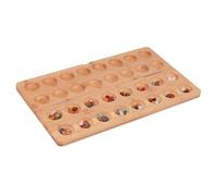 Ldabrye Normative Mancala Game Set with 65 Glass Pieces Foldable Wooden Board Educational Strategy Activity Wooden Mancala Strategy Game