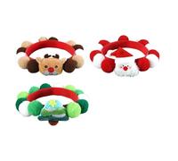 Ldabrye Pack Of 3 Plush Pet Collars With Colorful Pompoms For Party Wear Christmas Seasonal Cats Collar For Festival Celebration