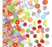 Ldabrye Pack of 60 Creative Jewelry Making Pendant Fruit Slices Shape Mixing Texture Crafting Supplies for Necklace Simulation Fruit Jewelry