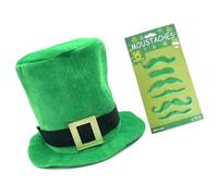 Ldabrye Patricks Day Party Hat with 6 Mustaches Beards Patricks Day Costume Accessories for Men Women Themed Party Photography Patty Hat