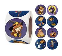 Ldabrye Pcs Halloween Round Kraft Pumpkin Scarecrow Witch Label Stickers Decor Craft