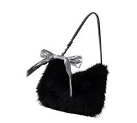Ldabrye Retro Plush Shoulder Handbag with Comfortable Strap Multipurpose Work Commuters Bag Underarm Purse for Women and Girls Plush Handbag