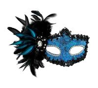 Ldabrye Rhinestones Face Covers Half Halloween Costume Venetians For Party Rhinestones Masquerade Feather Halloween Half Face
