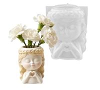 Ldabrye Shaped Girl Silicone Molds for Making Decorative Vase Conrete Flowerpots Pen Holder and Home Decoration Heart Girl Jar Elastomer Cast
