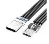 Ldabrye Short FFC USBC Flat Thin Ribbon FPC Cable USB TypeC 90 Degree to MicroUSB for Data and Charging