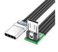 Ldabrye Short FFC USBC Flat Thin Ribbon FPC Cable USB TypeC 90 Degree to MicroUSB for Data and Charging