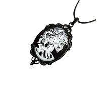 Ldabrye Skull Cameo Pendant Necklace Accessory Featuring Black Frame and Vintage Styles for Unique Fashion Enthusiasts Gothic Fashion Accessory
